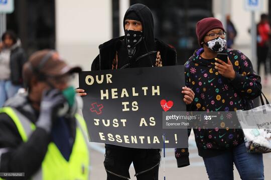New York Amazon workers on strike, March 2020